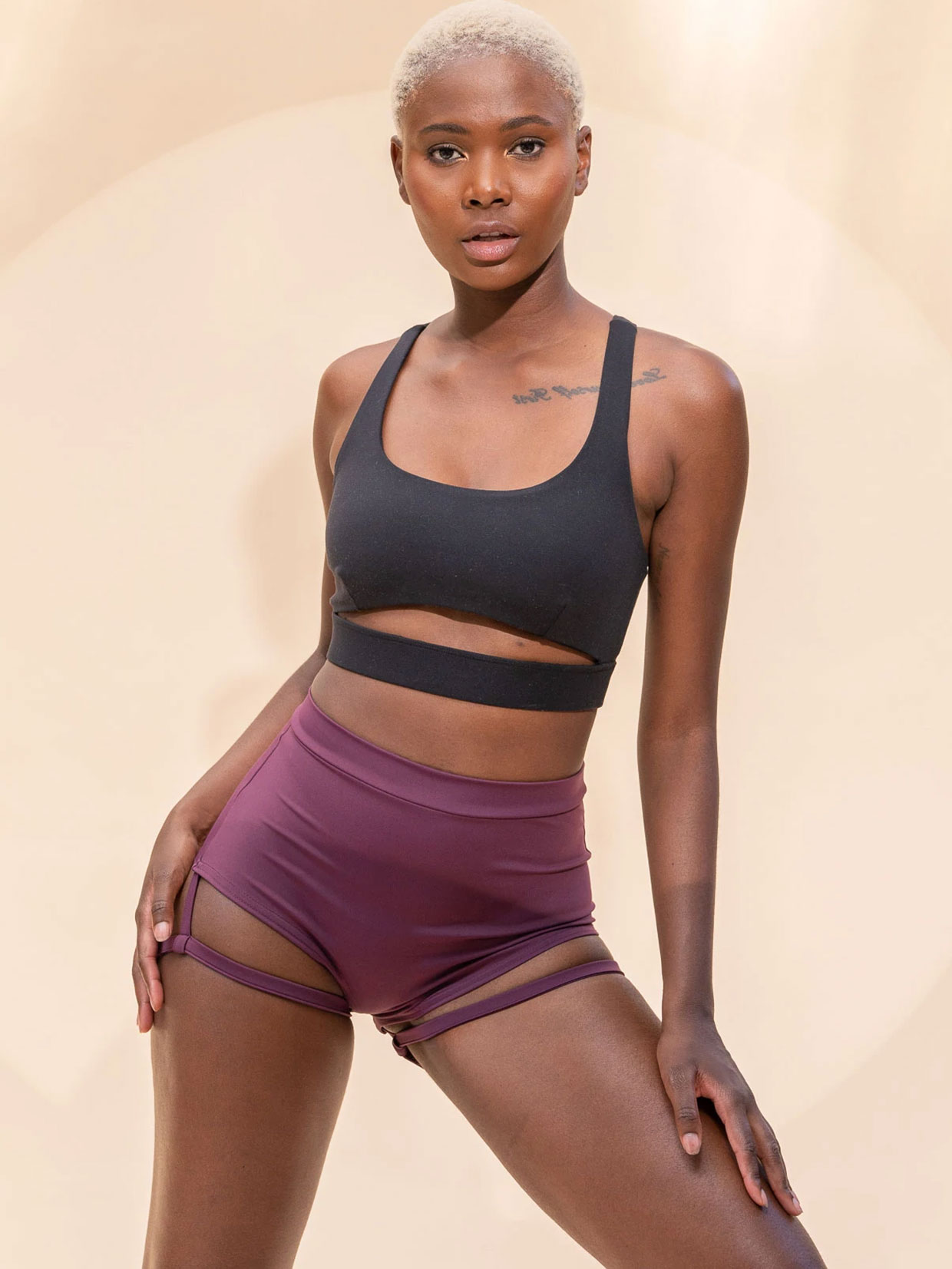 Lunalae Lure You High Waisted Garter Shorts - Recycled Mulberry - We Are  Breathe